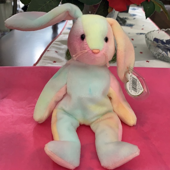Ty Beanie Baby Retired Hippie Rainbow Rabbit - Picture 3 of 8
